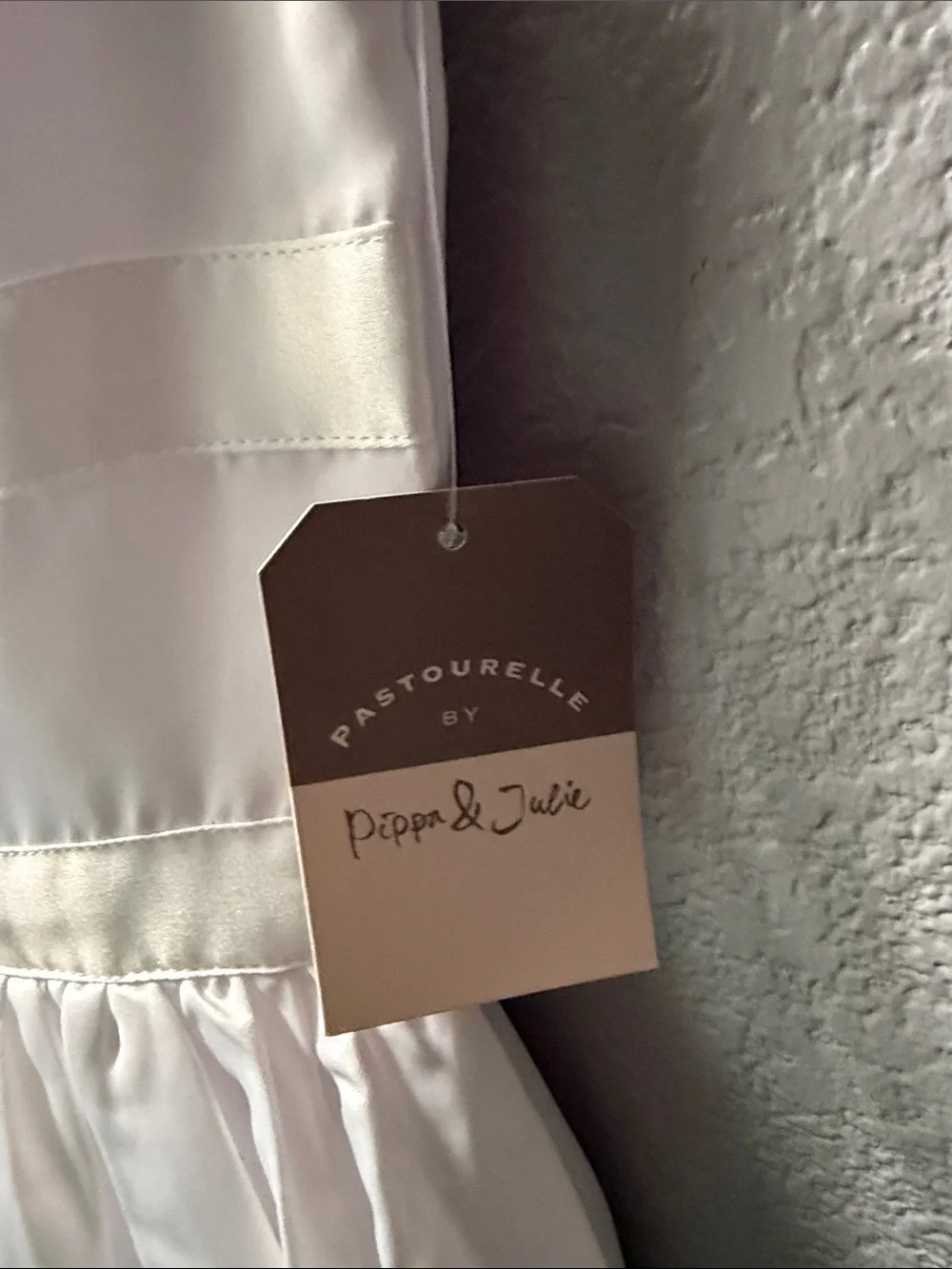 White Satin Bow-Accent Girls' Dress